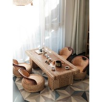 다도테이블 티테이블 인테리어 낮은 나무 거실, 테이블 140X60X40의자 3개방석 2개