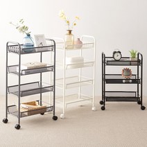 예다움 이동식 트롤리 바퀴달린 세탁실 수납장 틈새 선반, 포드 메쉬 트롤리 4단