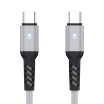 아이엠듀 PD C to C 60W C타입 고속충전케이블 LED 플렉시블, 실버, 200cm