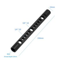 DSLR 카메라 케이지 리그 15mm 치즈 바 로드 브래킷 1/4 "3/8" M12 나사 구멍 숄더 시스템 레일, 01 Black, 없음