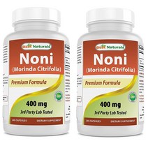 Best Naturals 베스트 네츄럴스 노니 캡슐 Noni 400mg 240캡슐 2팩, 1세트, 1세트
