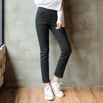 버건디블루 여자 10부 일자 밴딩 면바지 (아이보리 블랙)