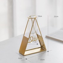 파티룸 렌탈스튜디오 꽃병 북유럽 철제 꽃병 심플 글라스 골든 프레임 플라워 스탠드 화분 메탈 랙 병 장식 홈 데코레이션 jarrone, [09] triangle
