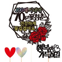 비비드레인 환갑 칠순 케이크토퍼, 98-100세시대(70)+픽3개