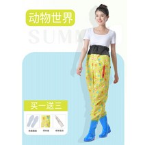 여성용 가슴장화 낚시 갯벌체험 옷 전신 귀여운 물장화 멜빵 바지 해루질, D.39, AD.동물의세계허리바지