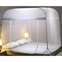 1초 원터치 접이식 초대형 모기장 캠핑용 침대 접는 기숙사 싱글 슈퍼 퀸 야외 사각 사이즈 원터치모기장 폴딩, 프리미엄 원터치 모기장, 체크 그레이