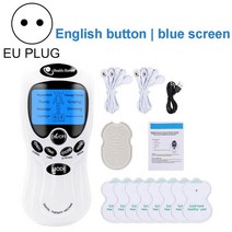 저주파 마사지기 EMS Tens 기계 물리 전기 단위 이완 배꼽 바디 마사지 건강 관리, 01 EU plug English Blue