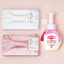 [만두실크 보자기포장] 생활공작소 애경랩신 네이쳐 러브메레 아이깨끗해 핸드워시 답례품 손세정제 어린이집답례품 웨딩답례품 조문답례품 유치원선물 교회선물, 만두실크 핑크, 애경랩신 핸드워시(종류랜덤)