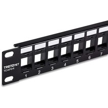TRENDnet 24포트 블랭크 키스톤 1U 패치 패널 TC-KP24 1U 48.2cm(19인치) 금속 랙마운트 하우징 TC-K25C6 및 TC-K50C6 Cat6 키스톤 잭