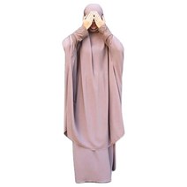 여성 2 조각 무슬림기도 드레스 긴 소매 히잡 스카프 khimar and skirt set 이슬람 아바야 전장 정장 라마단 아이드 카프탄 로브