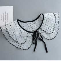 쉬폰 땡땡이 레이스 빅카라 페이크카라 레이어드 블라우스 프릴/도트 케이프