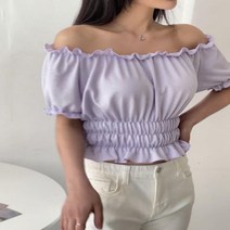 여자 오프숄더 3컬러 셔링 블라우스