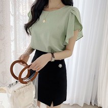 하나뿐인걸 여름 린넨 블라우스 튤립소매 프릴 블라우스