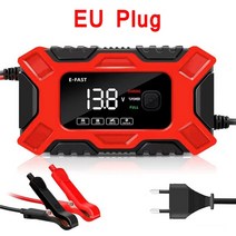지게차 자동차 충전기 12v 고속 배터리 다기능 펄스 수리 스마트 스타터 플러그 트럭, 레드 eu plug