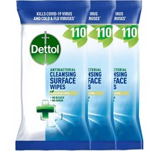 데톨 클렌징 설페이스 클리너 와이프 110개입 3팩 영국 Dettol Cleansing Surface Cleaner Wipes