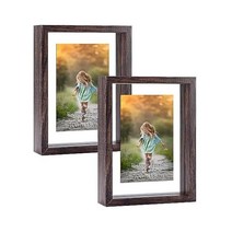 WIFTREY 8x10 플로팅 픽처 프레임 2팩 더블 글래스 디스트레스 포토 디스플레이, 4x6