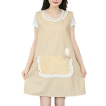 감성갤러리 레이스 도트 레빗포인트 뒷트임 앞치마, 베이지