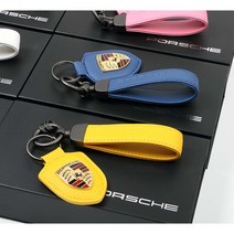 그린텍 포르쉐 가죽 방패 키홀더 키링 스트랩 크래용 보르도레드 컬러, 다크그린