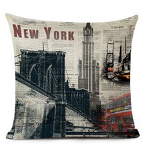 북유럽 소파쿠션 쇼파 침대 패드 의자 인테리어 세련된 버스 세계적으로 유명한 도시 장식, 450mm450mm, 18