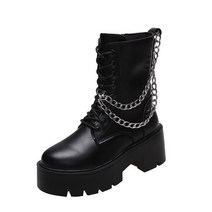 여성용 스노우보드부츠 Mid Calf Boots 여성용 패션 레이스업 첼시 지퍼 부츠 화 스포츠 플랫폼 힐 가을 겨, 03 37, 02 Black_03 37