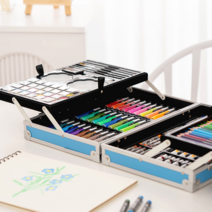 어린이 초등학생 미술 도구 문구 세트 알루미늄 가방, 핑크