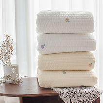 줄누빔 아이리스 대폭 80수고밀도 자수 양면 4컬러, 코랄백아이보리