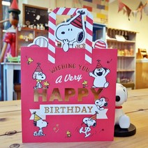 스누피 생일카드 쇼핑백 선물상자 생일축하 팝업 입체 서프라이즈 카드 친구들
