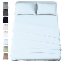 American Cotton 600수 시트 2개 베개 커버 1개 세트 100 긴 스테이플 순면 부드러운 새틴 직조 호텔 럭셔리 품질 매트리스 보리 트윈 제품에 잘 맞음, Twin, Blue Fog