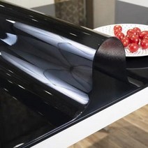 부드러운 유리 식탁보 투명 PVC 테이블 천 방수 내유 주방 식탁 커버 부드러운 실리콘 책상 매트 카펫, Black+50 x 100cm