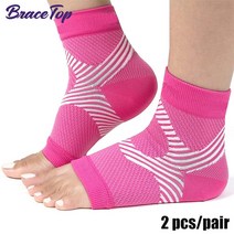발목보조기 Bracetop 1 쌍 스포츠 발바닥 근막염 압축 발목 중괄호 양말 소매, 로즈 레드 발목 보호대, 에스엠