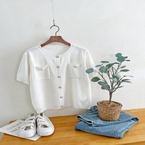 [다잇템] 여자 유넥 드레스업 크림색 봄니트 가디건