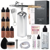 [정품] Belloccio 완벽한 무선 휴대용 에어브러시 화장품 메이크업 시스템 탠 파운, Handheld 1/4-Oz Set, Medium