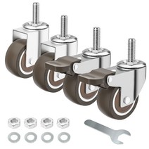 운반 바퀴 2.5cm(1인치) 캐스터 4개 세트 스레드 로드 회전 가구 바퀴 소음 및 미끄럼 방지 고무 소형, 03 3.8cm(1.5인치) 콤보