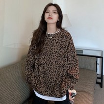 예니브 여성의류 빅사이즈 레이어드티셔츠 호피 무늬 라운드맨투맨 +사은품