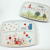 나물 마른반찬 생선구이 3칸 구분 플레이트 조리실 접시 혼밥용, 단일사이즈