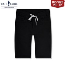 핫코드 남성용 스판 블랙 빅사이즈 밴딩 반바지 HC8538