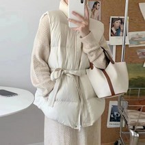 빅 사이즈 여성 겨울 패션 미디 롱 루즈핏 도톰하다 보온 패딩 조끼 하늘비즈 C10 B941K637