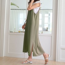데일리앤 워너 두줄 뷔스티에 끈나시 레이어드 롱원피스