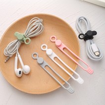 그레이튼 실리콘 전선정리 스트랩 다용도 재사용 케이블타이 컴퓨터선정리 홀더 5p, 5개, 화이트
