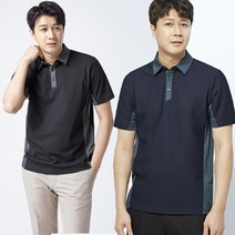 K2 세이프티 남자 등산 티셔츠 여름 반팔작업복 스판 엠보싱 블랙 네이비