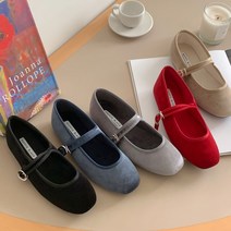 벨벳 메리제인플랫 스퀘어 스트랩 플랫슈즈 2cm