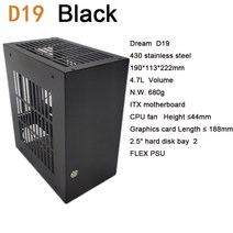 PC 케이스 k39 d19 a39 ht mini itx a4 섀시 게임 컴퓨터 지원, d19 블랙, 1. 색깔: d19 블랙