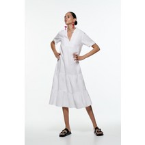 자라 여성 화이트 프렌치 리넨 미디 원피스 3081024 250