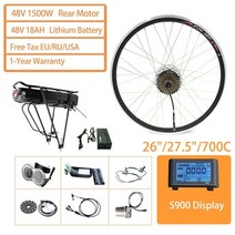 Jueshuai 48V 1500W 전기 자전거 변환 키트 48V 21AH 랙 배터리 26 700C 후면 자전거 모터 휠 ebike 변환 키트, 중국, 48V 1500W 18A