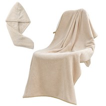 퍼투 플레인 싱글 레이어 드라이 헤어타월 + 이지 바스타월 세트, 1개, 카키