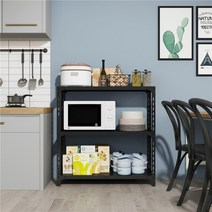 다용도실 창고 철제 선반 조립식 앵글 중량랙, 50x30cm + 블랙3단 [높이100]