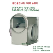 2마력 시로코 송풍기 DSB-F29FS (단상 220V) / DSB-F29FT (3상 220/380V) - 모터 출력 : 1.2KW, 단상 220V DSB-F29FS
