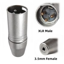 전기 악기 부품 3 핀 XLR 3.5mm 암 스테레오 오디오 커넥터 마이크 어댑터 커플러 출력 인터페이스 실버, [01] XLR Male to Female
