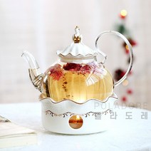 폴라도레 유리 도자기 티포트 내열유리 티팟워머 주전자 세트 +(L), 600ml, CC-0020-06-F타입[주전자+받침대]