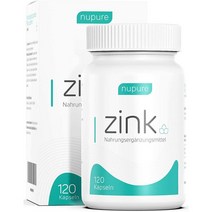 독일직구 아연 25mg 비글리신산 아연 120개의 캡슐 높은 생물학 가용성 Nupure의 첨가물 없음, 수량, 상세참조